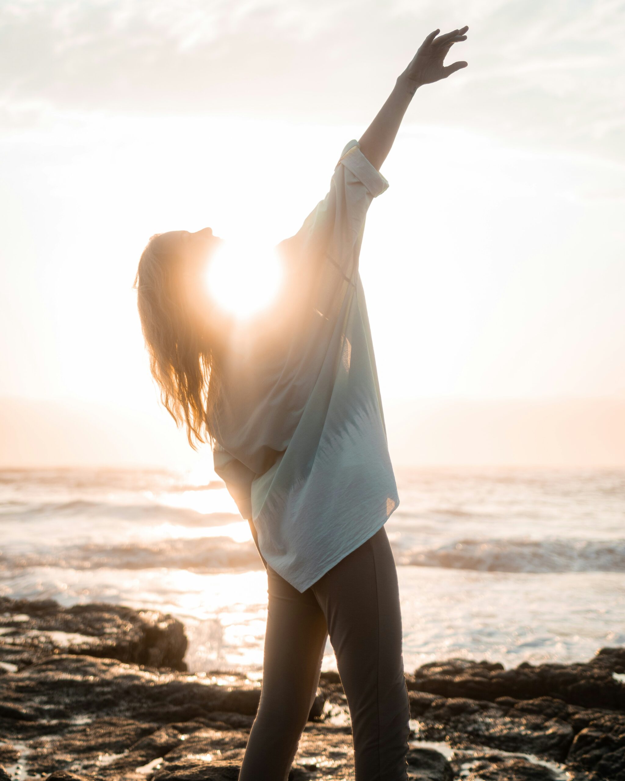 Woman in the beach at peace